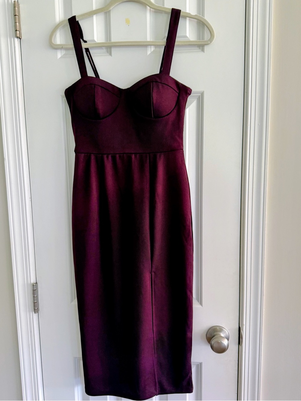 Sleeveless Bustier Midi Dress in Deep Plum